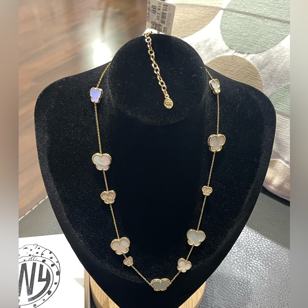 Effy Mother Of Pearl Butterfly Necklace  Diamond In 14k Yellow Gold